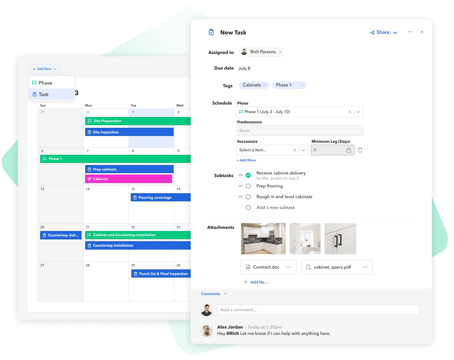 Customized construction scheduling software