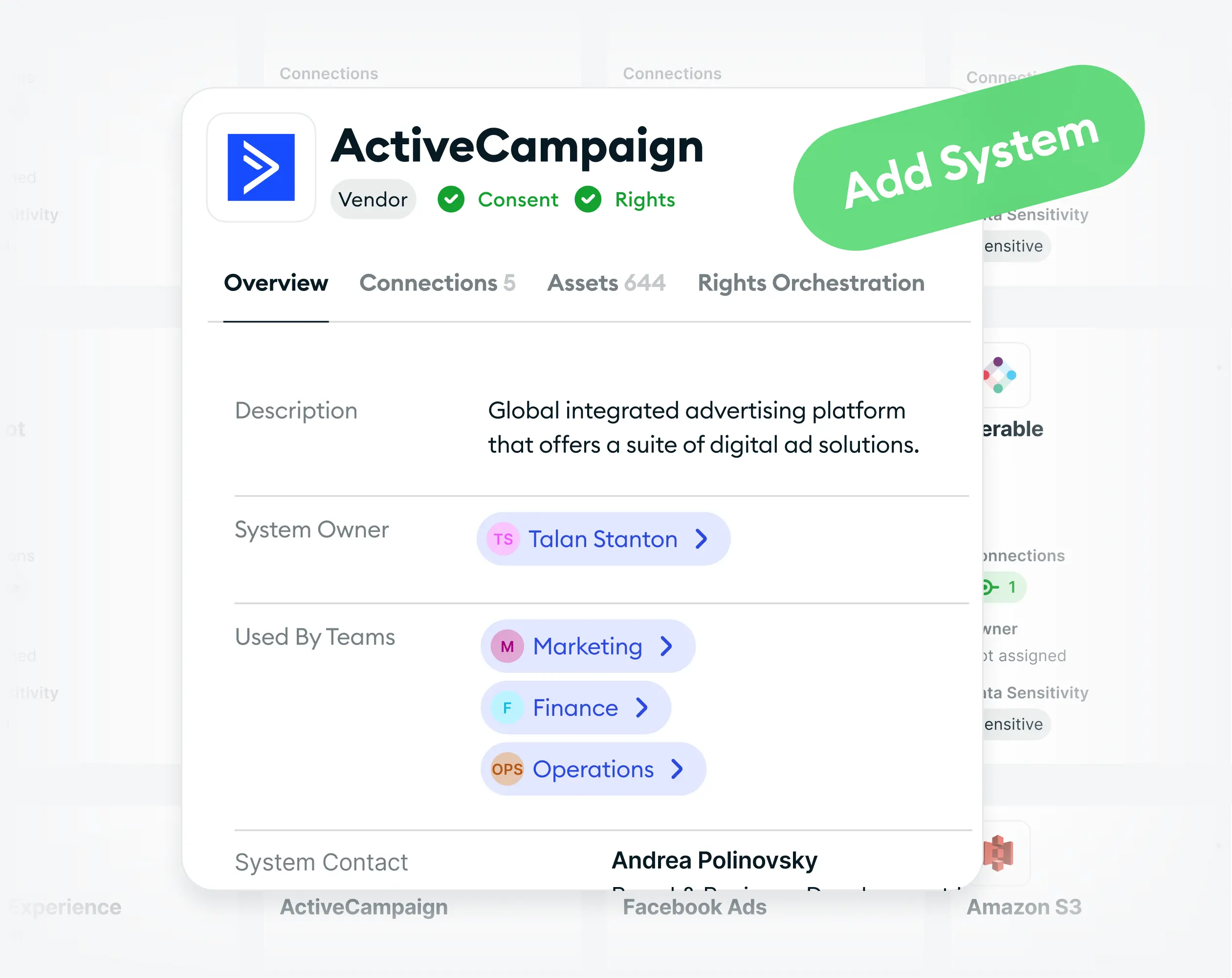 A consent management tool with comprehensive integration suite with internal and external data systems