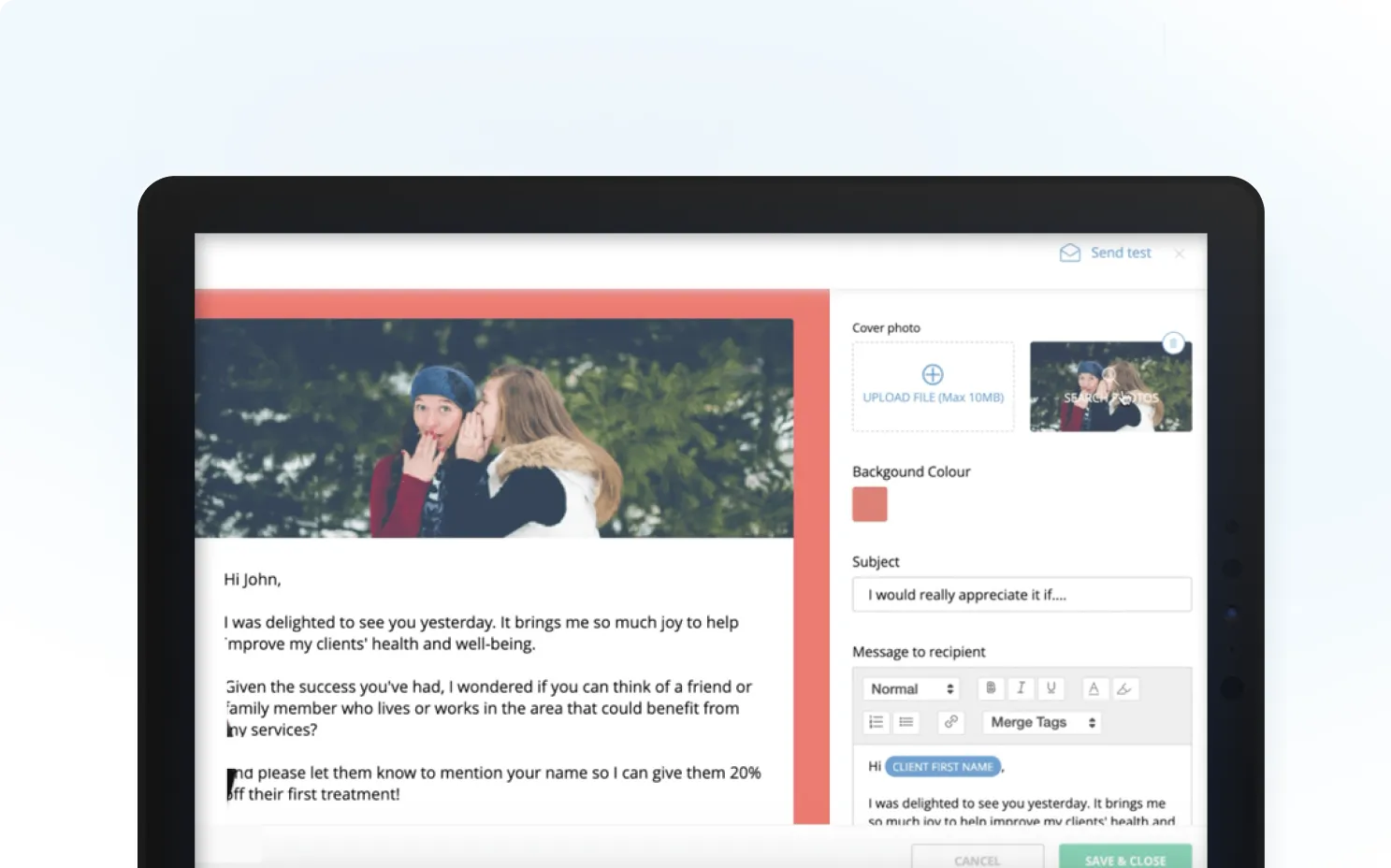Practice management software Referral Campaign Builder