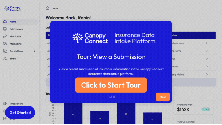 Click to Open a Demo Tour of Canopy Connect Intake Platform