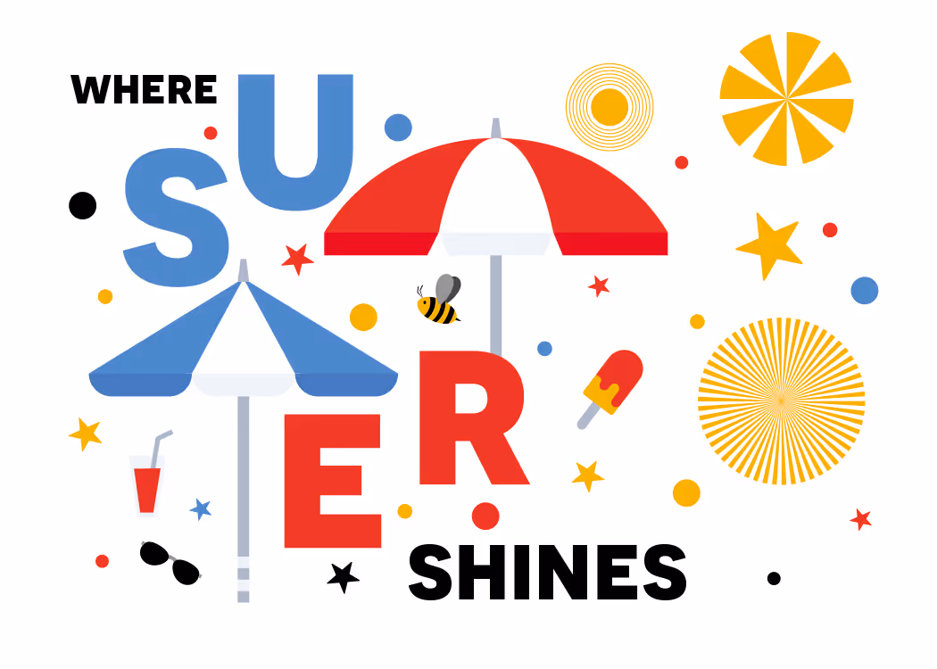 Graphic with words where summer shines